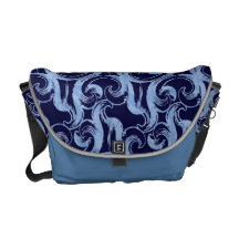 Whimsical Vintage Blue Waves messenger bag