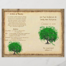 Whimsical Yellow Heart Leaf Tree Wedding Program Custom Flyer