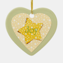 Whimsical Yellow Stars Joy Christmas Ornament