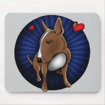 Whimsically Cute English Bull Terrier Illustration Mousepads