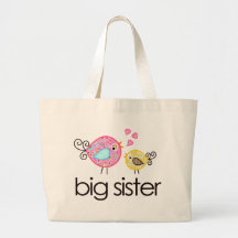 Whimsy Birds Big Sister T-shirt Announcement Canvas Bag