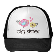 Whimsy Birds Big Sister T-shirt Announcement Hat