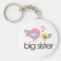 Whimsy Birds Big Sister T-shirt Announcement Key Chains