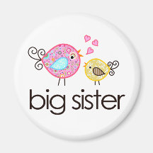 Whimsy Birds Big Sister T-shirt Announcement Magnets