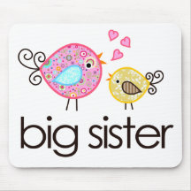 Whimsy Birds Big Sister T-shirt Announcement Mouse Mat