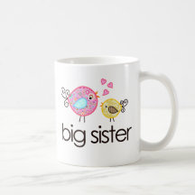 Whimsy Birds Big Sister T-shirt Announcement Mug