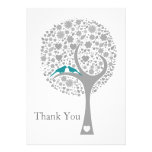 whimsy tree blue lovebirds mod wedding Thank You invitations