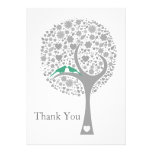 whimsy tree mint lovebirds mod wedding Thank You invitations