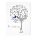 whimsy tree navy blue lovebirds wedding invites invitations