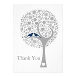 whimsy tree navy blue lovebirds wedding Thank You invitations