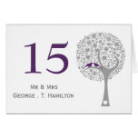 whimsy tree purple lovebirds mod table numbers cards