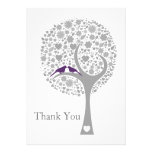 whimsy tree purple lovebirds mod wedding Thank You invitations
