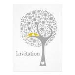 whimsy tree yellow lovebirds mod wedding invites invitations