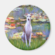 Whippet (brown-white) - Lilies 2 Magnet