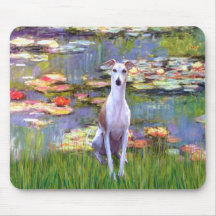 Whippet (brown-white) - Lilies 2 Mousepad