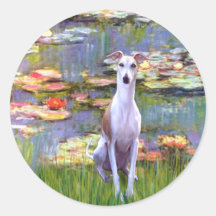 Whippet (brown-white) - Lilies 2 Stickers