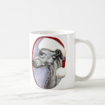 Whippet Christmas Black Santa Mugs