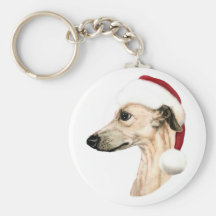 Whippet Christmas Fawn Santa Key Chains