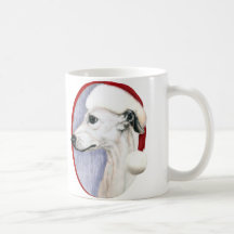 Whippet Christmas White Santa Coffee Mugs