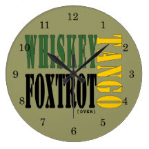 Whiskey Tango Foxtrot (over) Round Wallclocks