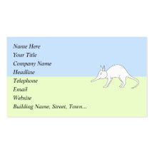 White Aardvark. Cute animal. Business Card Template