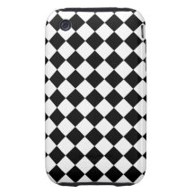 White and Black Diagonal Checkerboard Design Tough iPhone 3 Cover