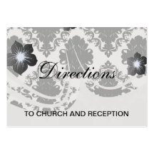 white and black romantic damask design business cards