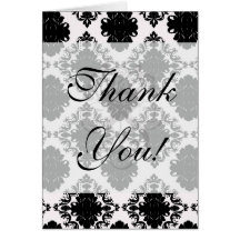 white and black romantic damask design greeting card