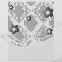 white and black romantic damask design custom flyer