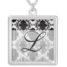 white and black romantic damask design jewelry