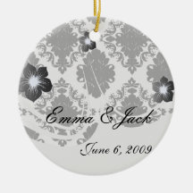 white and black romantic damask design ornaments