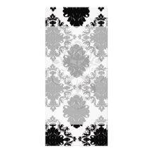 white and black romantic damask design rack card design