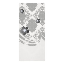 white and black romantic damask design rack card template