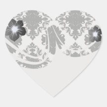 white and black romantic damask design sticker
