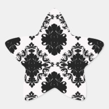 white and black romantic damask design stickers