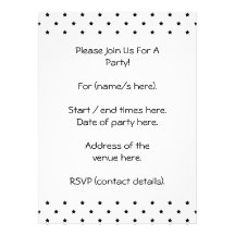 White and Black Star Pattern. Personalized Invitations