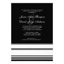 White and Black Stripes Wedding Invitation