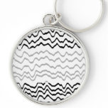 White and Black Waves Pattern. keychains