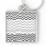White and Black Waves Pattern. keychains
