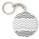 White and Black Waves Pattern. keychains