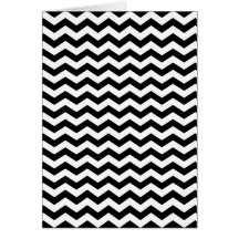 White and Black Zig Zag Greeting Cards