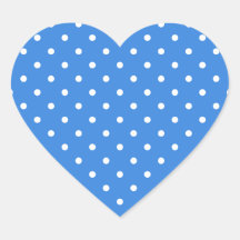 White and Blue Polka Dot Pattern. Heart Sticker