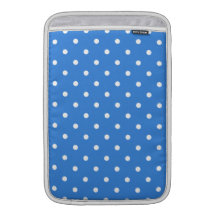 White and Blue Polka Dot Pattern. MacBook Air Sleeves