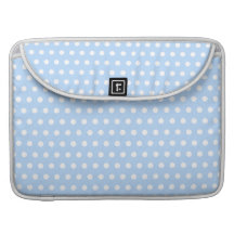 White and Blue Polka Dot Pattern. Spotty. Sleeves For MacBooks