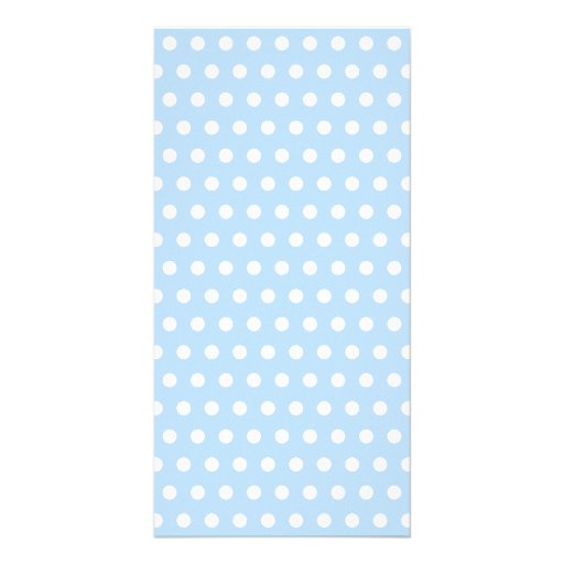 White and Blue Polka Dot Pattern. Spotty. Personalized Photo Card
