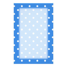 White and Blue Polka Dot Pattern. Custom Stationery