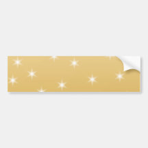 White and Gold Colour Star Pattern Bumper Stickers
