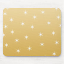 White and Gold Colour Star Pattern Mousemat