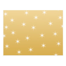 White and Gold Colour Star Pattern Postcard