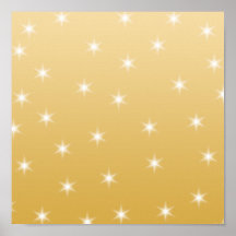 White and Gold Colour Star Pattern Posters